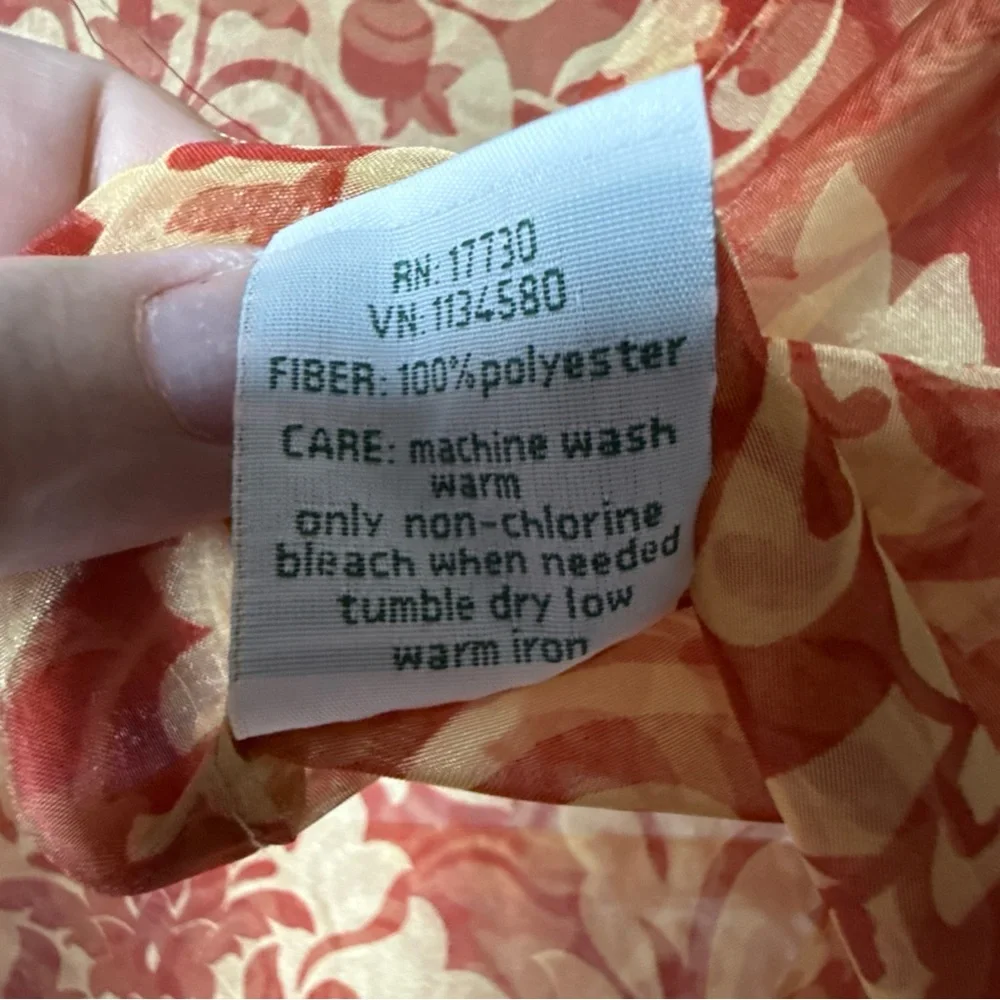 Waverly Damask Sheer Curtain Panel Red Floral Cottagecore Farmhouse French